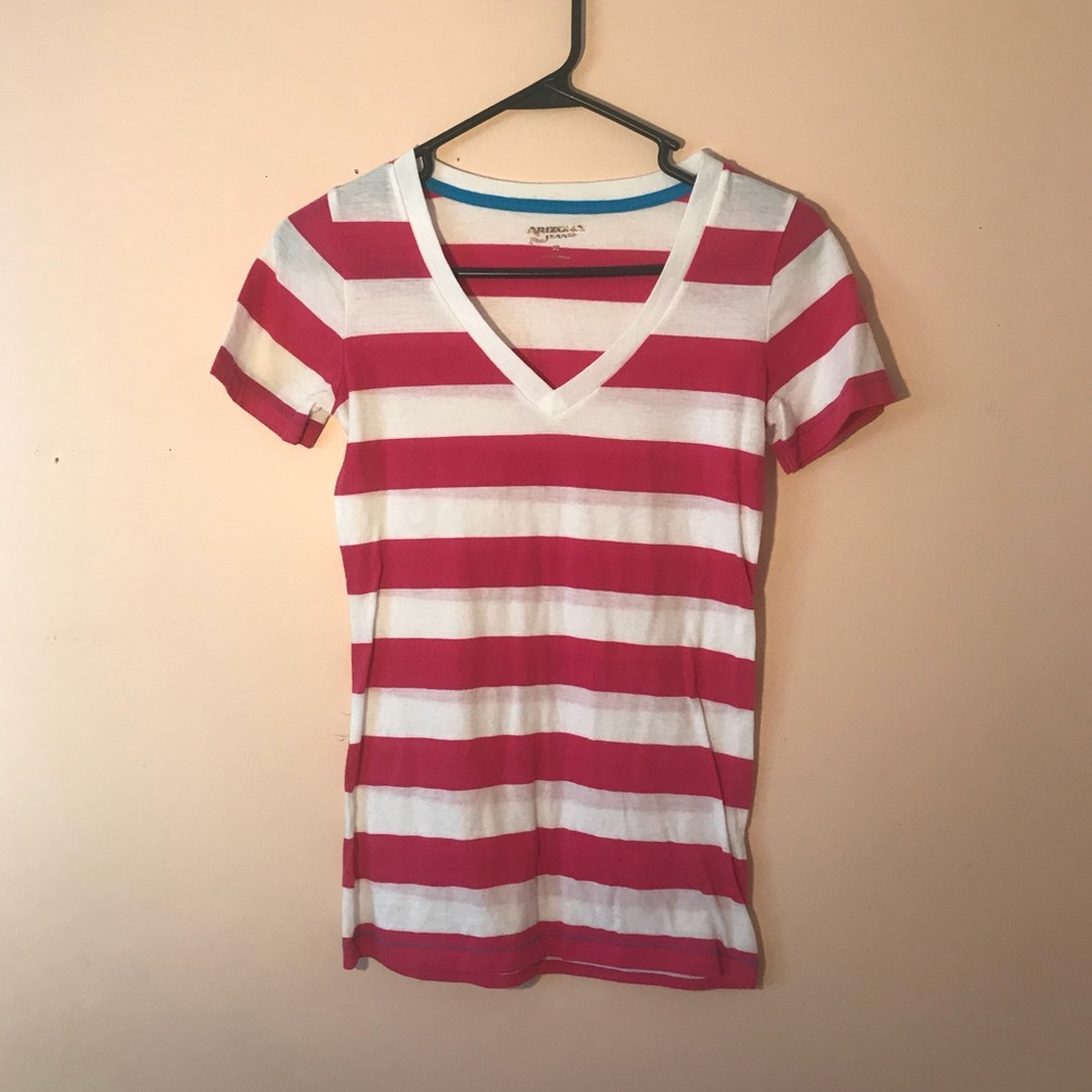 White/Pink Striped Tee